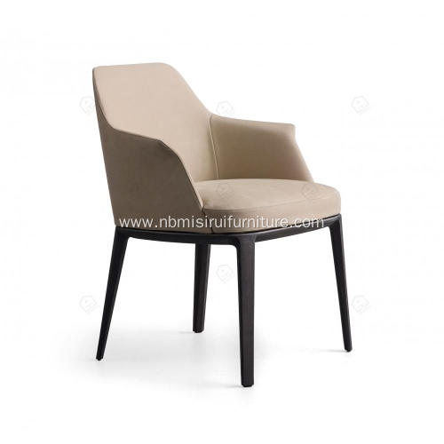Italian minimalist white leather single Sophie chairs